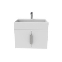 CastelloUSA Amazon Wall Mounted Single Bathroom Vanity with Solid Surface Top