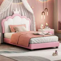 Gemma Violet Upholstered Princess Bed With Crown Headboard