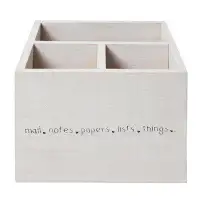 Gracie Oaks Madancy Mail, Notes, Papers, Lists, Things 3-Opening Wood Desk Organizer - Natural Wash