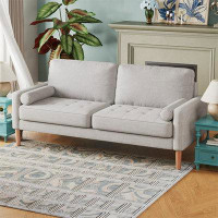 Latitude Run® 68" Loveseat Sofa, Mid Century Modern Couches For Living Room, 2 Seater Couches With 2 Pillows For Bedroom