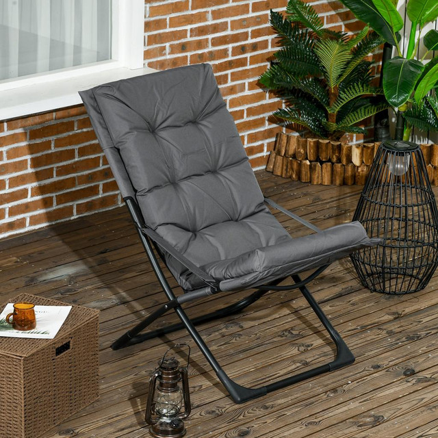 Folding Chair 33.5" x 24.8" x 34.6" Grey in Patio & Garden Furniture
