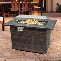Healthomse 44inch Outdoor Fire Pit Table, Propane Fire Table With Ceramic Tabletop Gas Fire Table