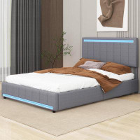 Ivy Bronx Full Size Upholstered Bed With LED Light And 4 Drawers