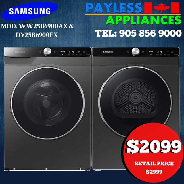 Samsung WW25B6900AX 24 Front Load Washer And DV25B6900EX 24 Dryer Pair Sale With 4.0 cu. ft. Smart Dial And Sensor Dry dans Laveuses et sécheuses  à Région du Grand Toronto