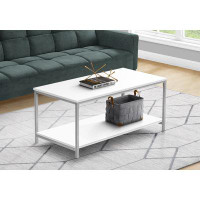 Ebern Designs Thapa Coffee Table, Accent, Cocktail, Rectangular, Living Room, 40"L, Metal, Laminate, White, Grey