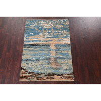 Isabelline Vegetable Dye Abstract Wool Area Rug Hand-Knotted 4X6