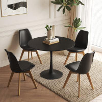 George Oliver Kinlow Black Large Table With 4 Luke Black Dining Chairs