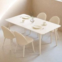 Corrigan Studio 4 - Person White  Rectangular Stone Tabletop Dining Table Set