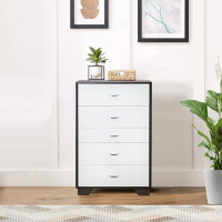 Latitude Run® Modern Dresser Chest Storage Cabinet Organizer Unit For Bedroom With 5 Drawers