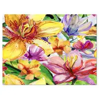 Design Art Lily Flowers Illustration - Wrapped Canvas Print