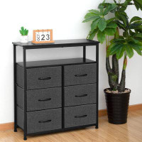 Ebern Designs Warfore Modern 6-Drawer Dresser With Double Shelf: Versatile Storage Solution For Bedroom, Entryway, And L