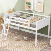 Harriet Bee Twin Size Wooden Loft Bed With Removable Ladder