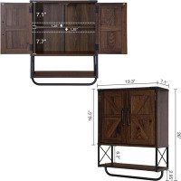 Gracie Oaks Wood Wall Mounted Storage Cabinet with Adjustable Shelf and Towel Bar