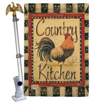 Breeze Decor Country Kichen - Impressions Decorative Aluminum Pole & Bracket House Flag Set HS110107-BO-02