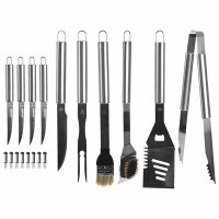 Chef Buddy 19-Piece BBQ Grill Accessories and Tool Set - Stainless-Steel Grilling Tools with Carrying Case