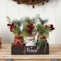 The Holiday Aisle® 10'' Artificial Pine Plant in Planter