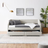 Wildon Home® Daybed With Two Drawers Trundle UpholsteTufted Sofa Bed, Linen Fabric, (82.5"X42.5"X34")
