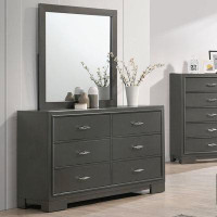 Enitial Lab Marimbi 57.5" Width Wood 6-Drawer Dresser With Mirror And Care Kit