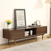 Ebern Designs Modern 63 Inch TV Cabinet With Black Walnut Finish And Solid Wood Legs_15.75" H x 62.99" W x 16.14" D