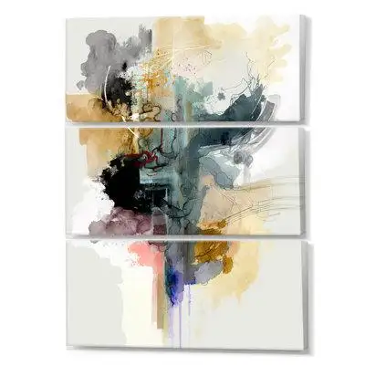 Wrought Studio Alizarin Order II - Abstract Liquid Ink Canvas Wall Art Set