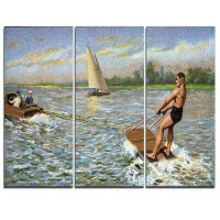 Design Art Water Skiing - 3 Piece Graphic Art on Wrapped Canvas Set
