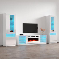 Orren Ellis Delaine Entertainment Center for TVs up to 88" with Electric Fireplace Included