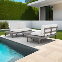 Latitude Run® Outdoor 3-Piece Patio Furniture Set, Sectional Sofa Set With Coffee Table, Patio Sofa