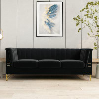 Mercer41 Modern Sofa Couches for Living Room, Velvet Velvet Tight Back Chesterfield Couch