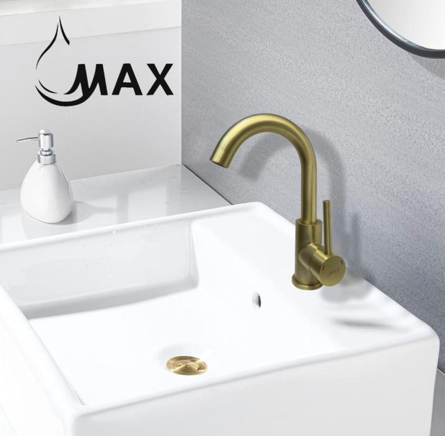 Bathroom Faucet Side Handle Swivel Spout Brushed Gold Finish in Plumbing, Sinks, Toilets & Showers