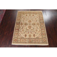 Rugsource Vegetable Dye Beige/Rust/Ivory Oushak Oriental Rug Hand-Knotted 7'11" x 10'4"