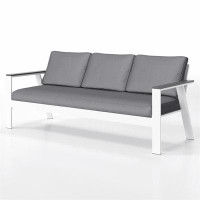 Wrought Studio Patio Outdoor 3 Seater Sofa With Wood Finish Arm Comfortable