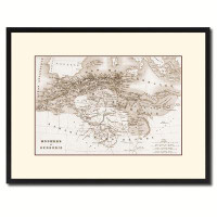 17 Stories North Africa Barbary Coast Vintage Sepia Map Canvas Print, 16x21