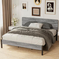 Millwood Pines Bed Frame King, Platform Bed Frame With Headboard And Strong Steel Slat Support, Easy Assembly, No Box Sp