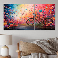 Red Barrel Studio Bicycle Dreamlike Bicycles Pointillism - Transportation Metal Wall Art Prints Set