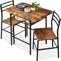 17 Stories 3-Piece Modern Dining Set, Space Saving Dinette For Kitchen, Dining Room, Small Space W/Steel Frame, Built-In