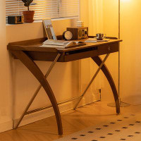 Everly Quinn 47.24" Burlywood Rectangular Solid Wood desks