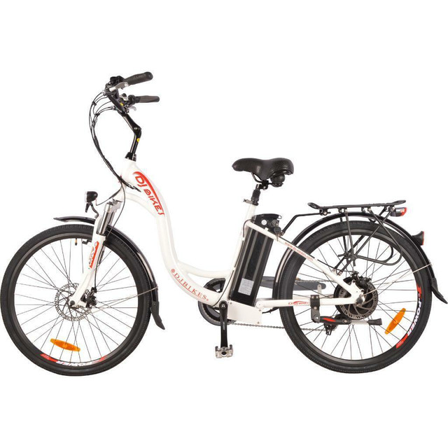 Sale! DJ City Bike 500W 48V 13Ah Power Electric Bicycle, Pearl White, LED Bike Light, Fork Suspension and Shimano Gear in eBike - Image 3