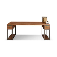 Fortuna Femme 86.61"Dark nut-brown Rectangular Solid Wood desks