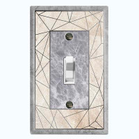 WorldAcc Metal Light Switch Plate Outlet Cover (Geometric Abstract Shapes Gray - Single Toggle)