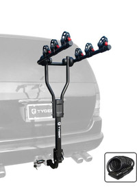 Tyger Auto TG-RK3B101S 3-Bike Hitch Mount Bicycle Carrier Rack, Cable Lock, Fits Both 1.25 and 2 Receiver (FREE SHIPPING
