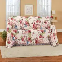 Red Barrel Studio Rose Floral Tapestry Tuck-Away Protective Furniture Throw