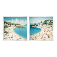 Stupell Industries Beach Goers on Curved Shore 2 Piece Wall Plaque Art Set by Lazar Studio