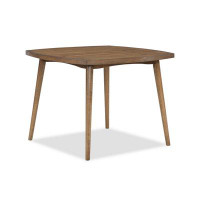 George Oliver Kanesia 40 Inch Dining Table, Square Top, Rounded Edges, Wood Frame, Brown