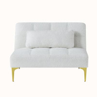 Mercer41 Convertible Sofas Bed Futon With Gold Metal Legs Teddy Fabric