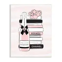Stupell Industries Fancy Champagne Crown Bottle Luxury Fashion Flower Bookcasewhite Framed Giclee Texturized Art By Mart