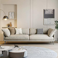 Wrought Studio 82.68" Light Khaki Cloth Standard Sofa cushion couch
