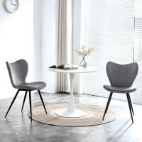 Everly Quinn Dining Chairs Set Of 2, Grey Velvet  Chair Modern Kitchen Chair With Metal Leg