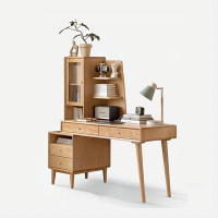 Recon Furniture 48.82" burlywood Rectangular Solid Wood Desk,1-Bookshelf4-drawer