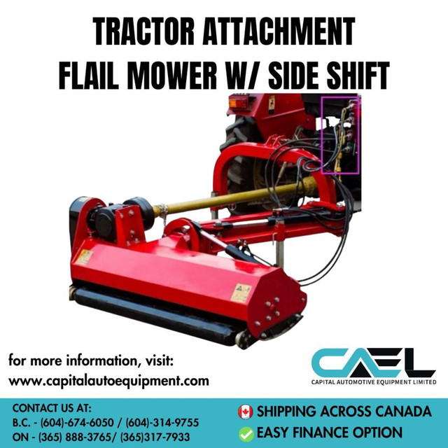Brand new Cael heavy duty flail mower with hydraulic side shift come with PTO certified warranty included - Call us now! in Outdoor Tools & Storage