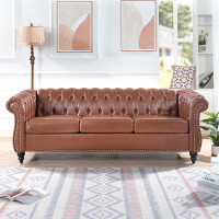 Alcott Hill Rolled Arm Chesterfield Three Seater Sofa